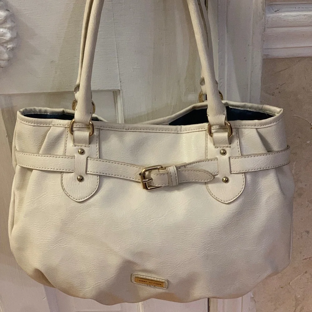 Tommy Hilfiger Cream All Leather Satchel - Picture 1 of 9